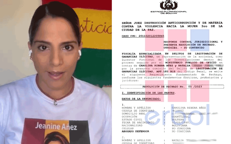 Fiscalía desestima investigación contra la hija de Añez por legitimación de ganancias ilícitas