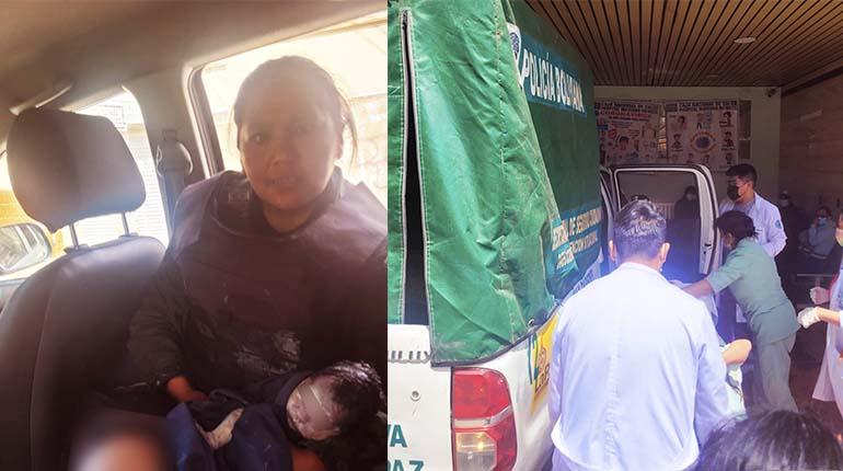 Una mujer dio a luz en una patrulla policial en medio del bloqueo de maestros en La Paz