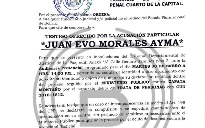 Justicia cita a Morales y García por caso Zapata, advierte con mandamientos de aprehensión de no presentarse